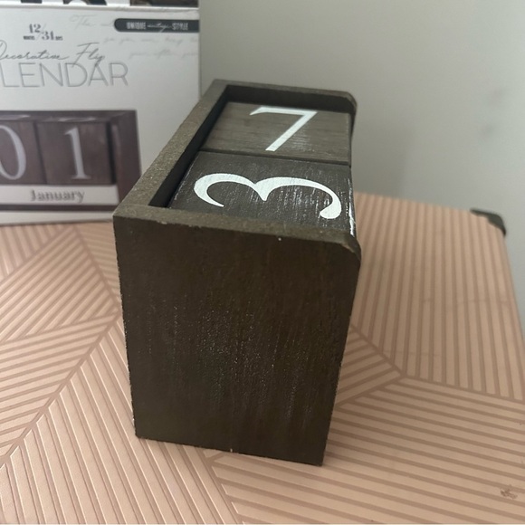 365 Wooden Perpetual Calendar Brown Decoration Flip Farmhouse Neutral Decor Cute - Picture 4 of 9
